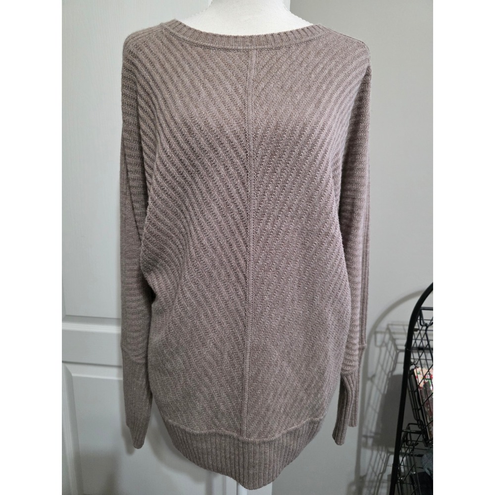 Worthington Women's L Brown Chevron Textured Boat Neck Batwing Sleeve Sweater